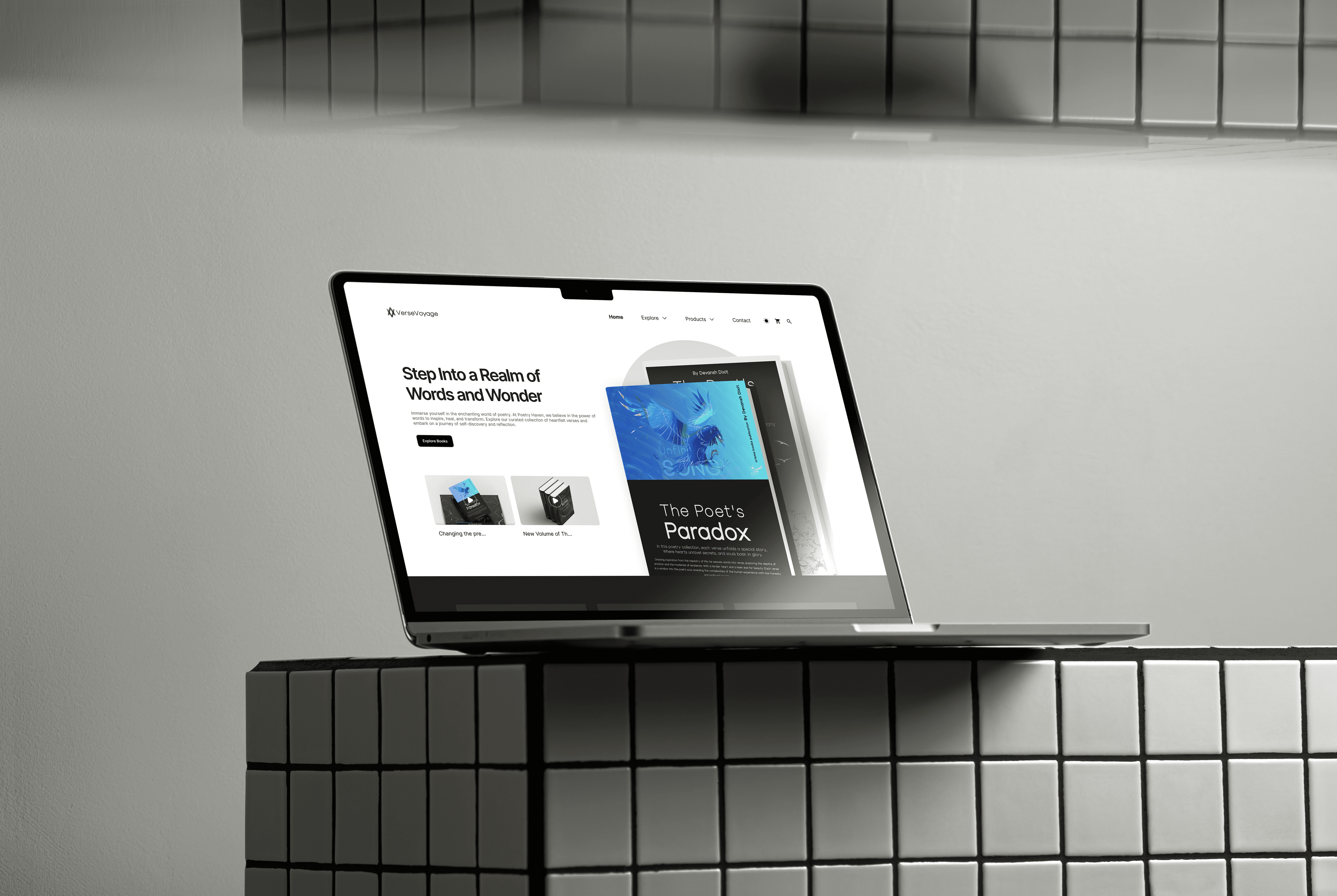 VerseVoyage website displayed on a MacBook Pro screen