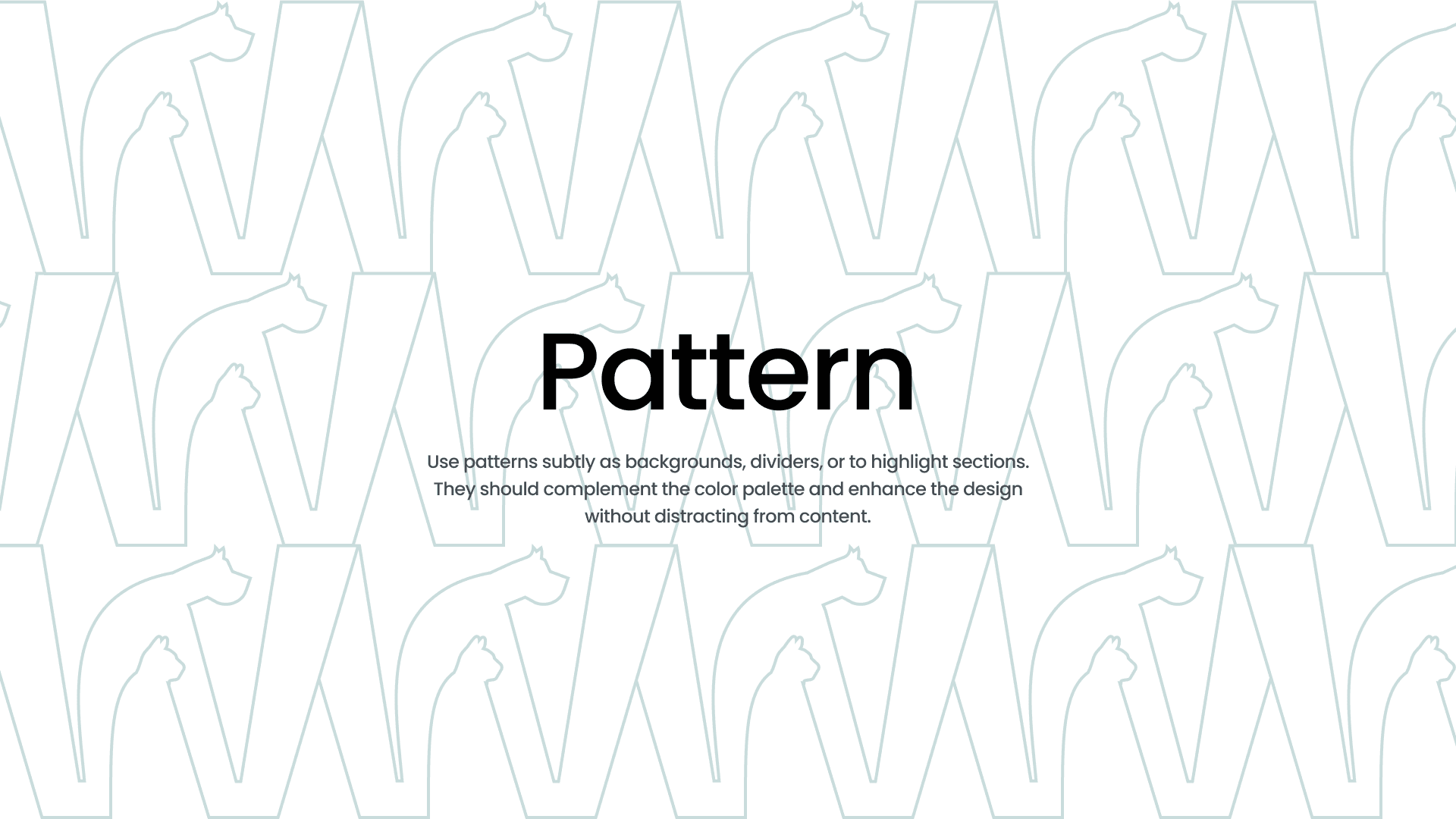 Repeating pattern made from outlined W-and-animal marks